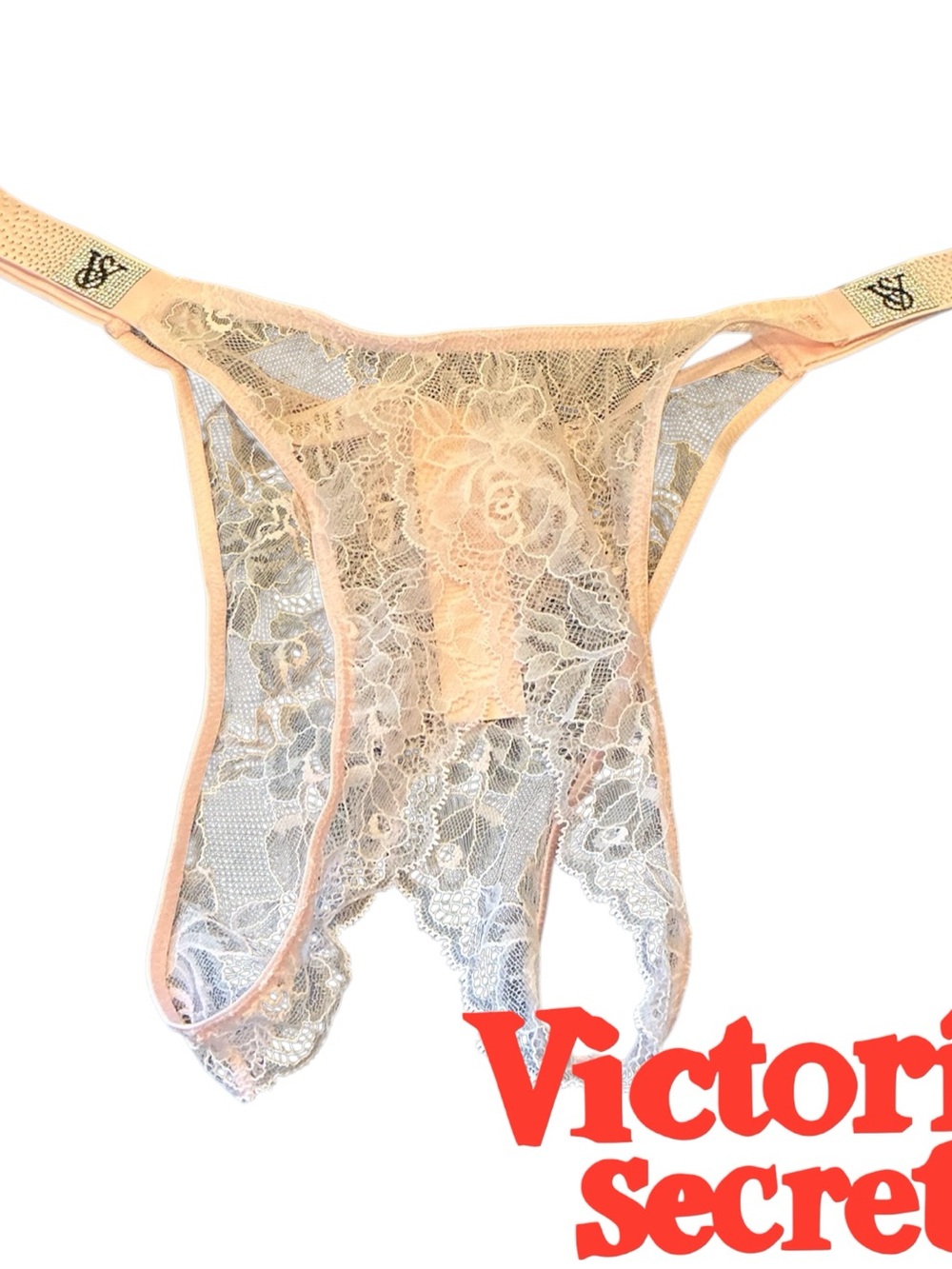 Victoria's Secret Peach Lace Sheer Brazilian